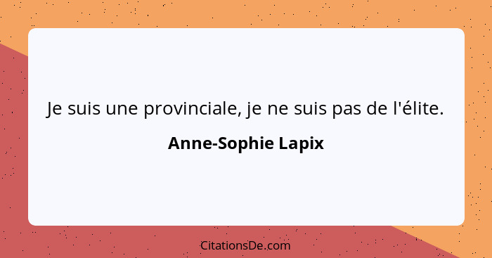 Je suis une provinciale, je ne suis pas de l'élite.... - Anne-Sophie Lapix