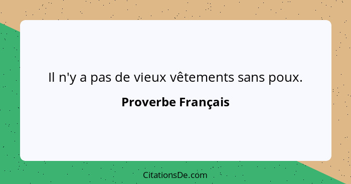 Il n'y a pas de vieux vêtements sans poux.... - Proverbe Français
