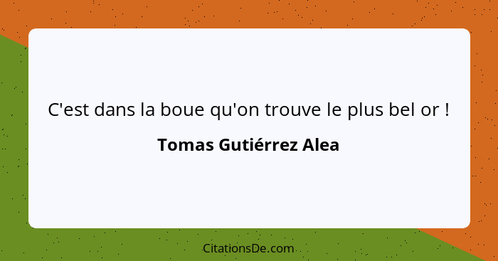 C'est dans la boue qu'on trouve le plus bel or !... - Tomas Gutiérrez Alea