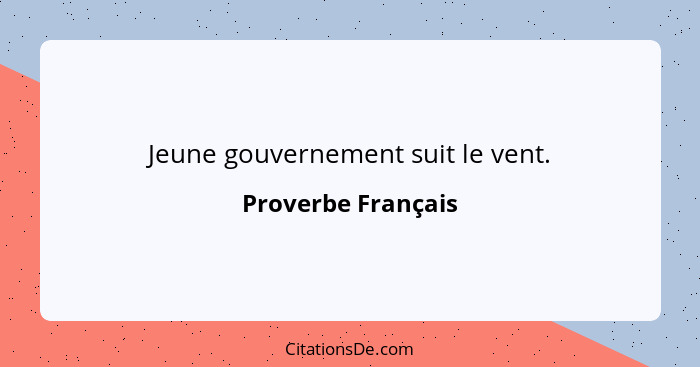 Jeune gouvernement suit le vent.... - Proverbe Français