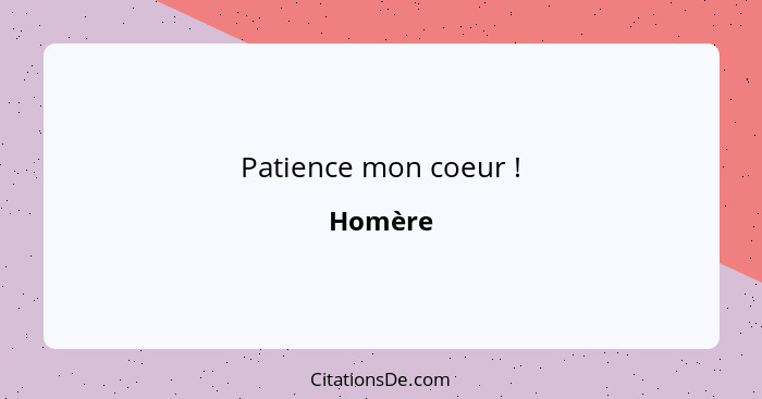 Patience mon coeur !... - Homère