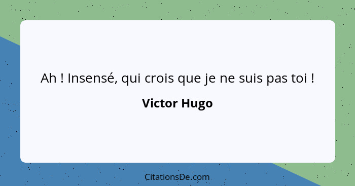 Ah ! Insensé, qui crois que je ne suis pas toi !... - Victor Hugo