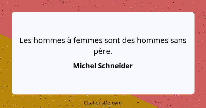 Les hommes à femmes sont des hommes sans père.... - Michel Schneider