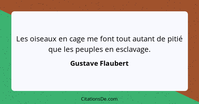 Les oiseaux en cage me font tout autant de pitié que les peuples en esclavage.... - Gustave Flaubert