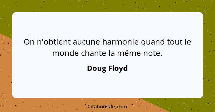 On n'obtient aucune harmonie quand tout le monde chante la même note.... - Doug Floyd