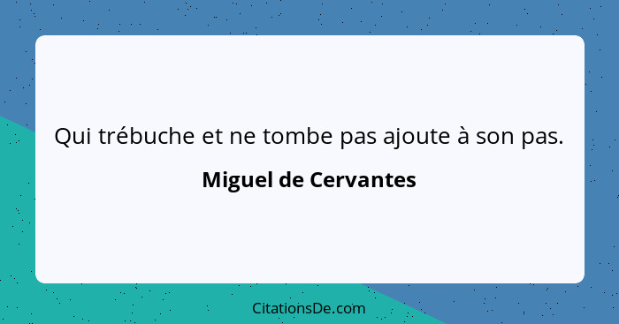 Qui trébuche et ne tombe pas ajoute à son pas.... - Miguel de Cervantes