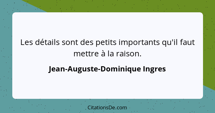 Les détails sont des petits importants qu'il faut mettre à la raison.... - Jean-Auguste-Dominique Ingres