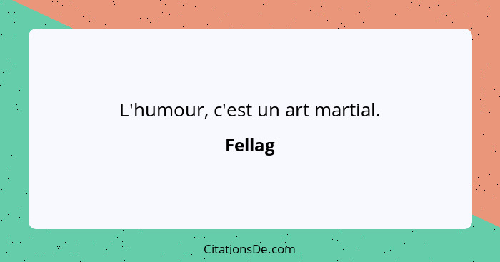 L'humour, c'est un art martial.... - Fellag