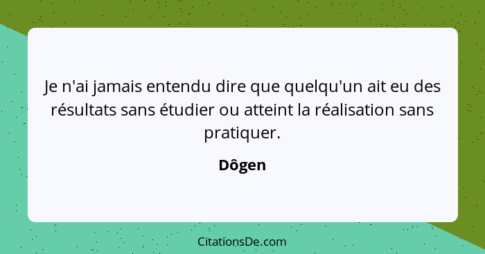 Je n'ai jamais entendu dire que quelqu'un ait eu des résultats sans étudier ou atteint la réalisation sans pratiquer.... - Dôgen