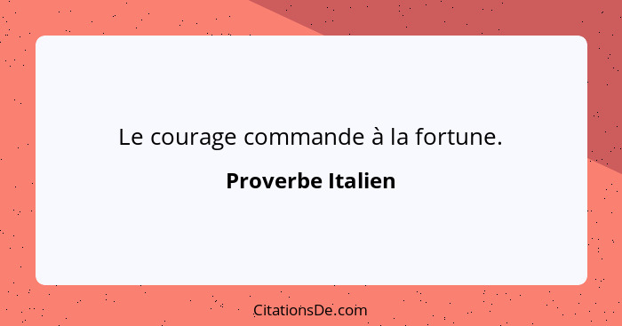 Le courage commande à la fortune.... - Proverbe Italien