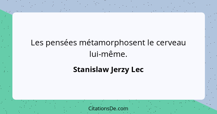 Les pensées métamorphosent le cerveau lui-même.... - Stanislaw Jerzy Lec