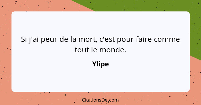 Si j'ai peur de la mort, c'est pour faire comme tout le monde.... - Ylipe