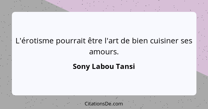 L'érotisme pourrait être l'art de bien cuisiner ses amours.... - Sony Labou Tansi