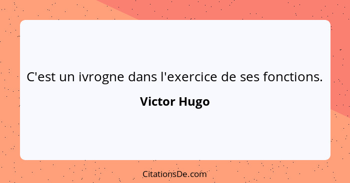 C'est un ivrogne dans l'exercice de ses fonctions.... - Victor Hugo