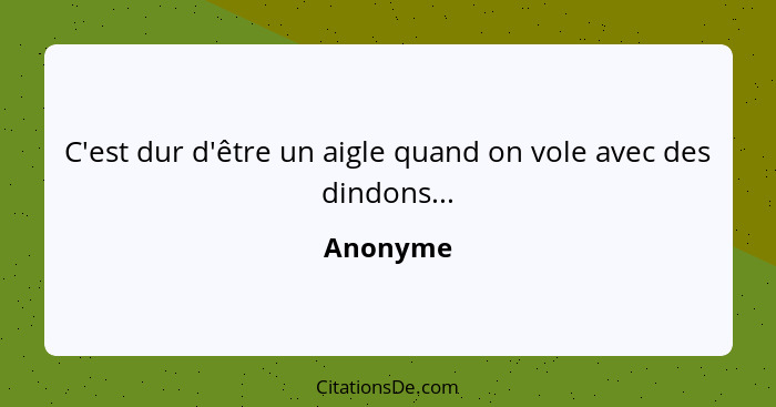 C'est dur d'être un aigle quand on vole avec des dindons...... - Anonyme