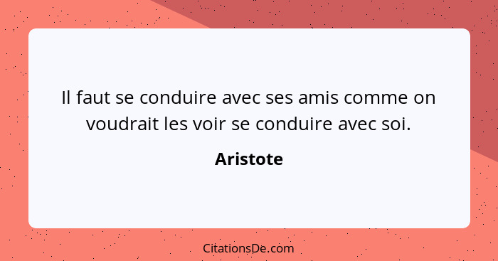 Il faut se conduire avec ses amis comme on voudrait les voir se conduire avec soi.... - Aristote