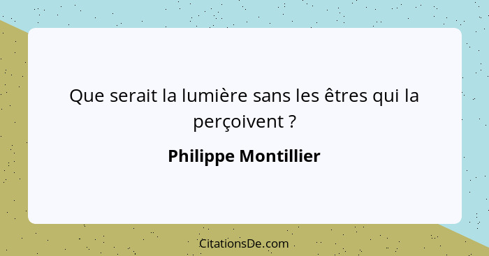 Que serait la lumière sans les êtres qui la perçoivent ?... - Philippe Montillier