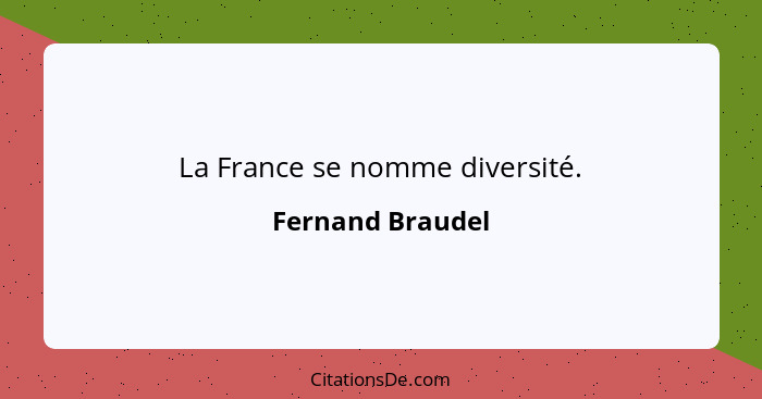 La France se nomme diversité.... - Fernand Braudel