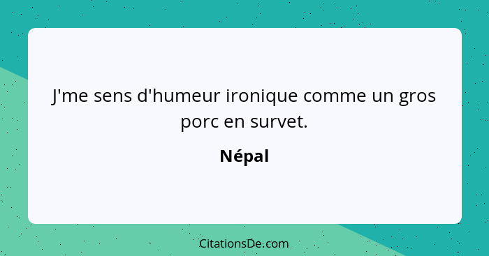 J'me sens d'humeur ironique comme un gros porc en survet.... - Népal