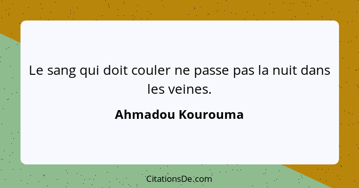 Le sang qui doit couler ne passe pas la nuit dans les veines.... - Ahmadou Kourouma