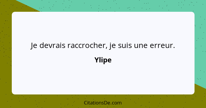 Je devrais raccrocher, je suis une erreur.... - Ylipe