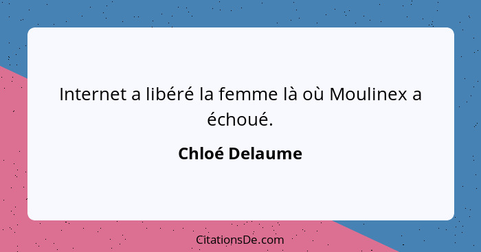 Internet a libéré la femme là où Moulinex a échoué.... - Chloé Delaume