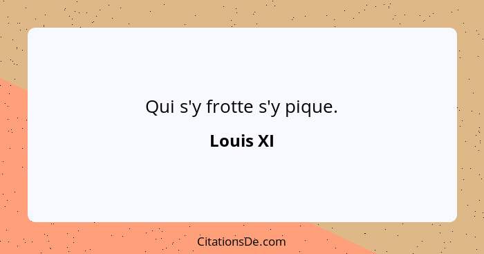 Qui s'y frotte s'y pique.... - Louis XI