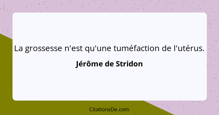 La grossesse n'est qu'une tuméfaction de l'utérus.... - Jérôme de Stridon