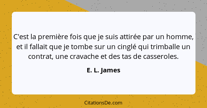 C'est la première fois que je suis attirée par un homme, et il fallait que je tombe sur un cinglé qui trimballe un contrat, une cravache... - E. L. James