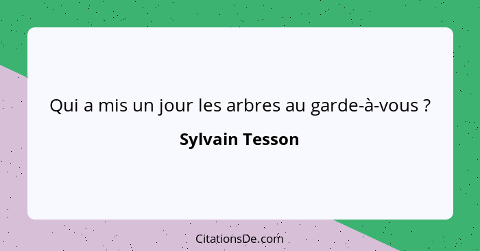 Qui a mis un jour les arbres au garde-à-vous ?... - Sylvain Tesson