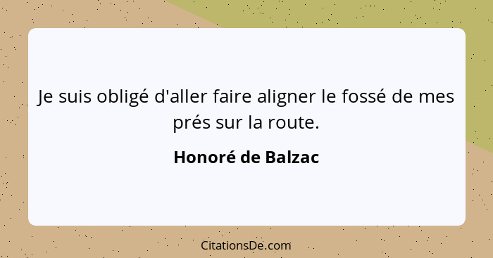 Je suis obligé d'aller faire aligner le fossé de mes prés sur la route.... - Honoré de Balzac