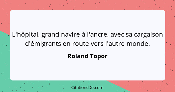 L'hôpital, grand navire à l'ancre, avec sa cargaison d'émigrants en route vers l'autre monde.... - Roland Topor