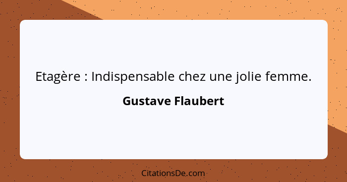 Etagère : Indispensable chez une jolie femme.... - Gustave Flaubert