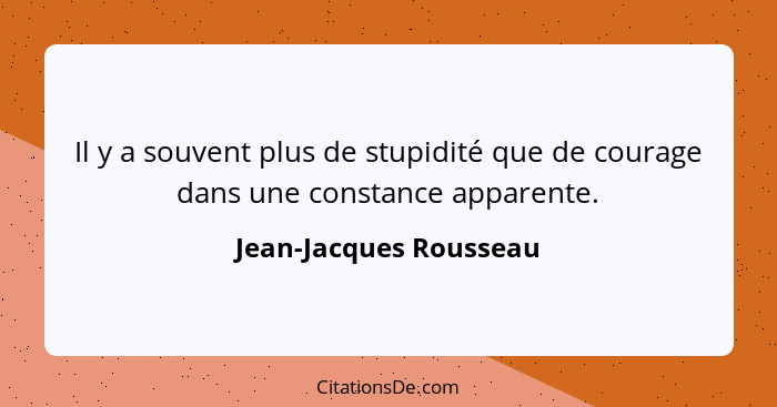 Il y a souvent plus de stupidité que de courage dans une constance apparente.... - Jean-Jacques Rousseau