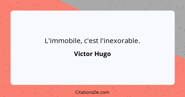L'immobile, c'est l'inexorable.... - Victor Hugo