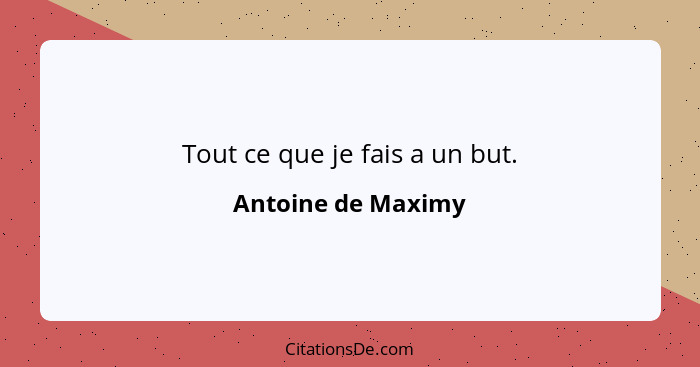 Tout ce que je fais a un but.... - Antoine de Maximy