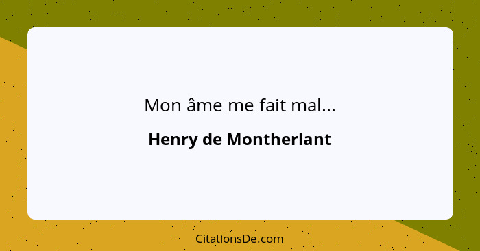 Mon âme me fait mal...... - Henry de Montherlant