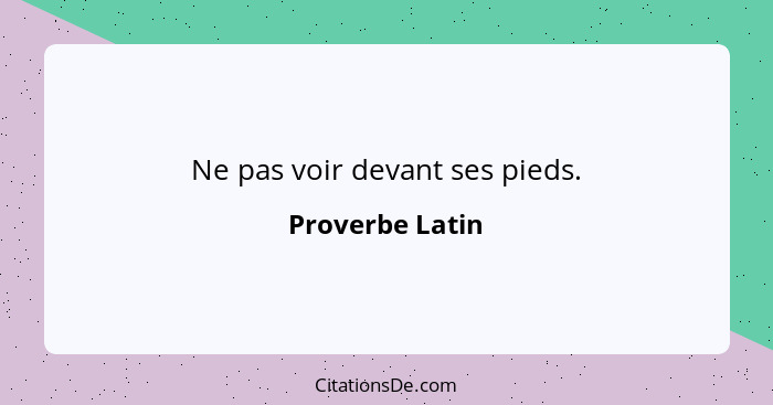 Ne pas voir devant ses pieds.... - Proverbe Latin