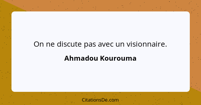 On ne discute pas avec un visionnaire.... - Ahmadou Kourouma