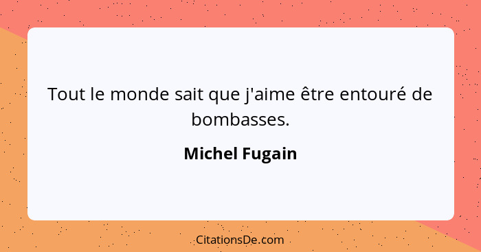 Tout le monde sait que j'aime être entouré de bombasses.... - Michel Fugain