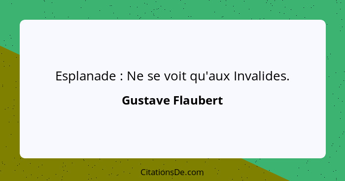 Esplanade : Ne se voit qu'aux Invalides.... - Gustave Flaubert