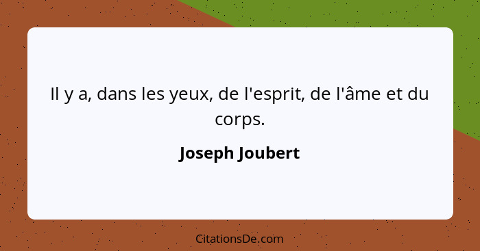 Il y a, dans les yeux, de l'esprit, de l'âme et du corps.... - Joseph Joubert
