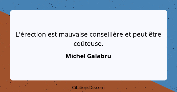 L'érection est mauvaise conseillère et peut être coûteuse.... - Michel Galabru