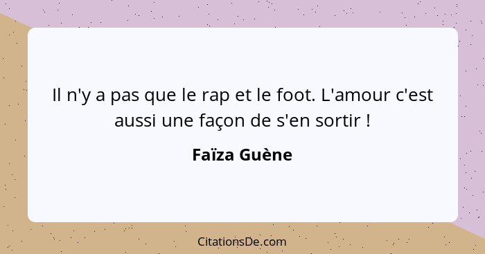 Il n'y a pas que le rap et le foot. L'amour c'est aussi une façon de s'en sortir !... - Faïza Guène