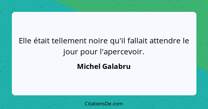 Elle était tellement noire qu'il fallait attendre le jour pour l'apercevoir.... - Michel Galabru