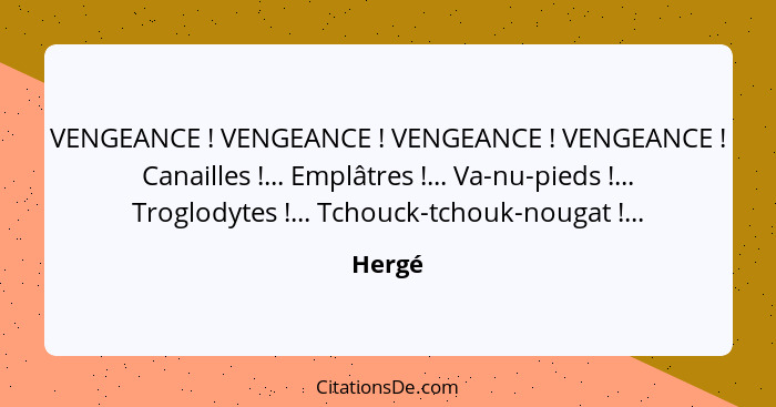 VENGEANCE ! VENGEANCE ! VENGEANCE ! VENGEANCE ! Canailles !... Emplâtres !... Va-nu-pieds !... Troglodytes&... - Hergé