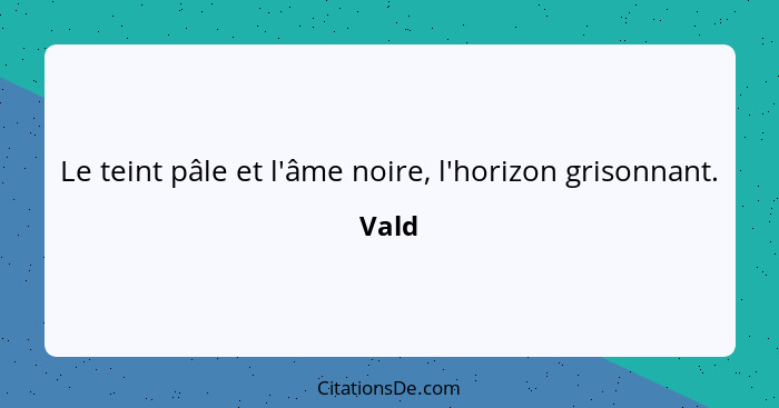 Le teint pâle et l'âme noire, l'horizon grisonnant.... - Vald