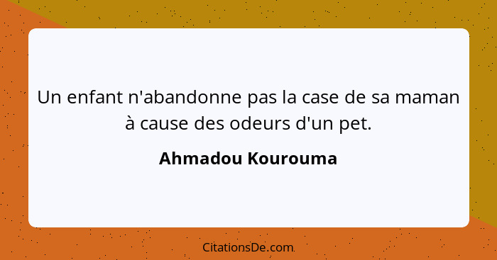 Un enfant n'abandonne pas la case de sa maman à cause des odeurs d'un pet.... - Ahmadou Kourouma