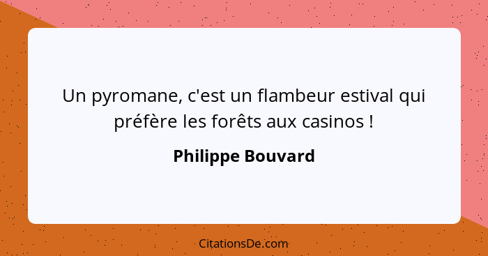 Un pyromane, c'est un flambeur estival qui préfère les forêts aux casinos !... - Philippe Bouvard