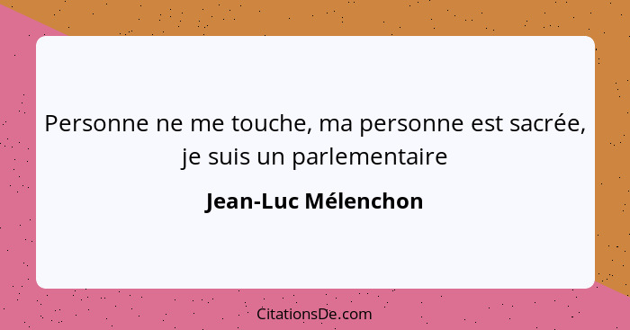 Personne ne me touche, ma personne est sacrée, je suis un parlementaire... - Jean-Luc Mélenchon